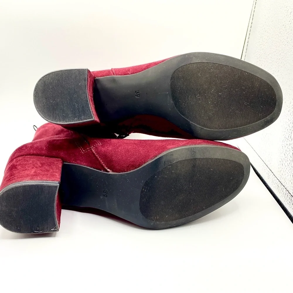 Burgundy Suede Ankle Boots - Size 39/US 8 - H&M Excellent Condition - Picture 7 of 14